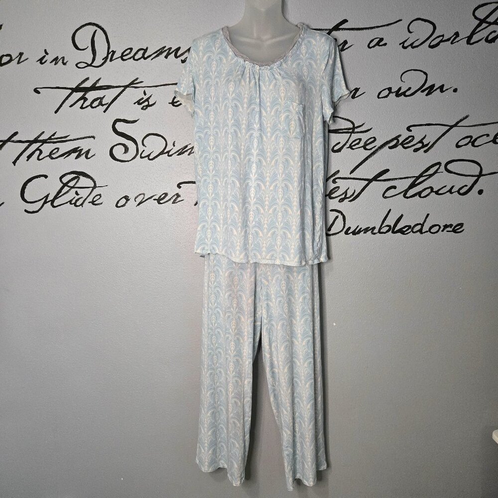 Nottibianche Scoop Neck Short Sleeve Coordinating Knit Sleep Top & Bottoms, M